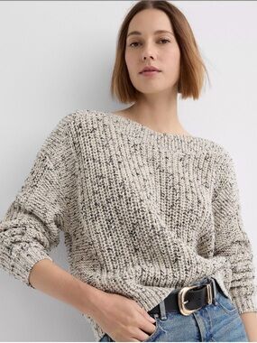 LOFT Speckled Gray Crew Neck Sweater